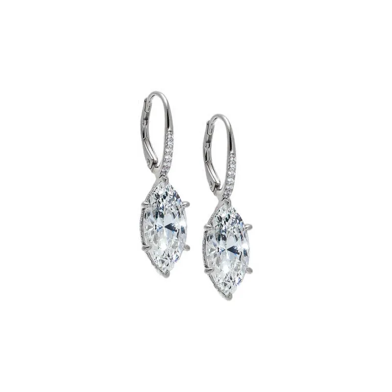 Moissanite Marquise Statment Drop Huggie Earring made by Adina Eden's