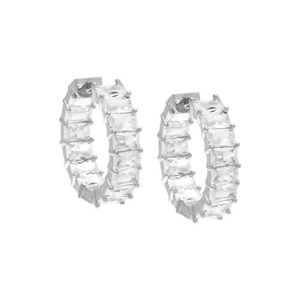 Moissanite Emerald Cut Inside Outside Hoop Earring sold by Adina Eden's product image thumbnail 2