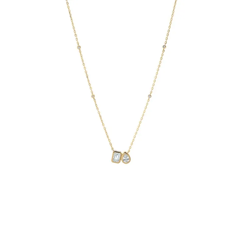 Moissanite Bezel Toi E Moi Pendant Necklace made by Adina Eden's