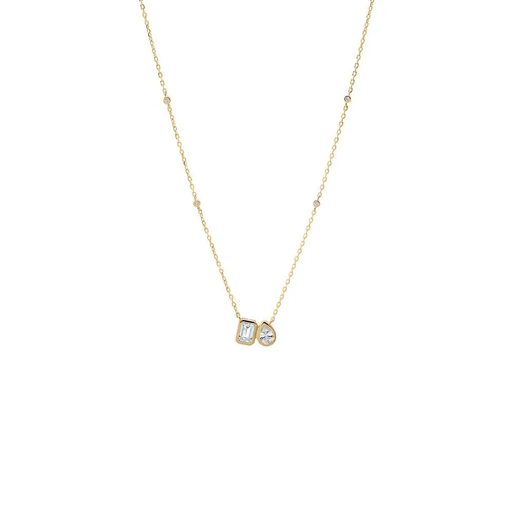 Moissanite Bezel Toi E Moi Pendant Necklace sold by Adina Eden's