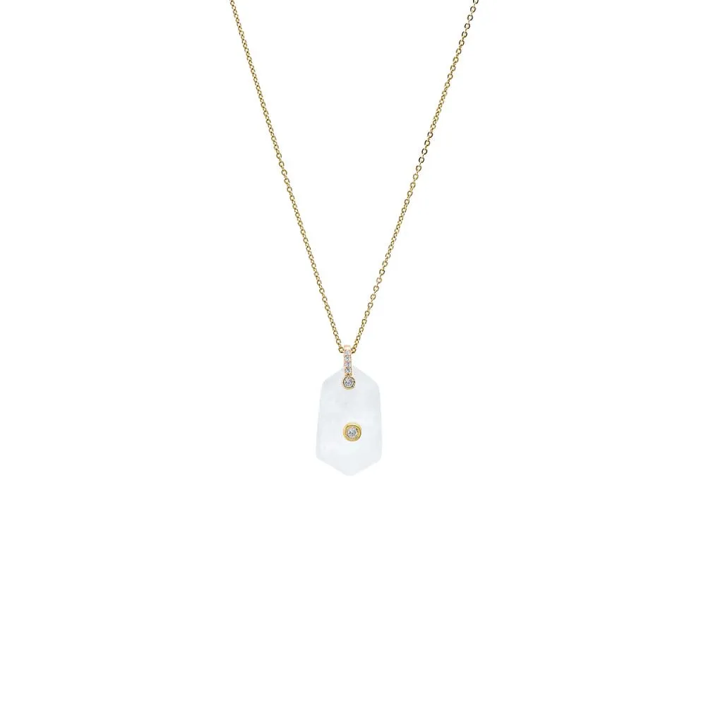 CZ Bezel Unique Shape Natural Stone Necklace sold by Adina Eden's product image thumbnail 3
