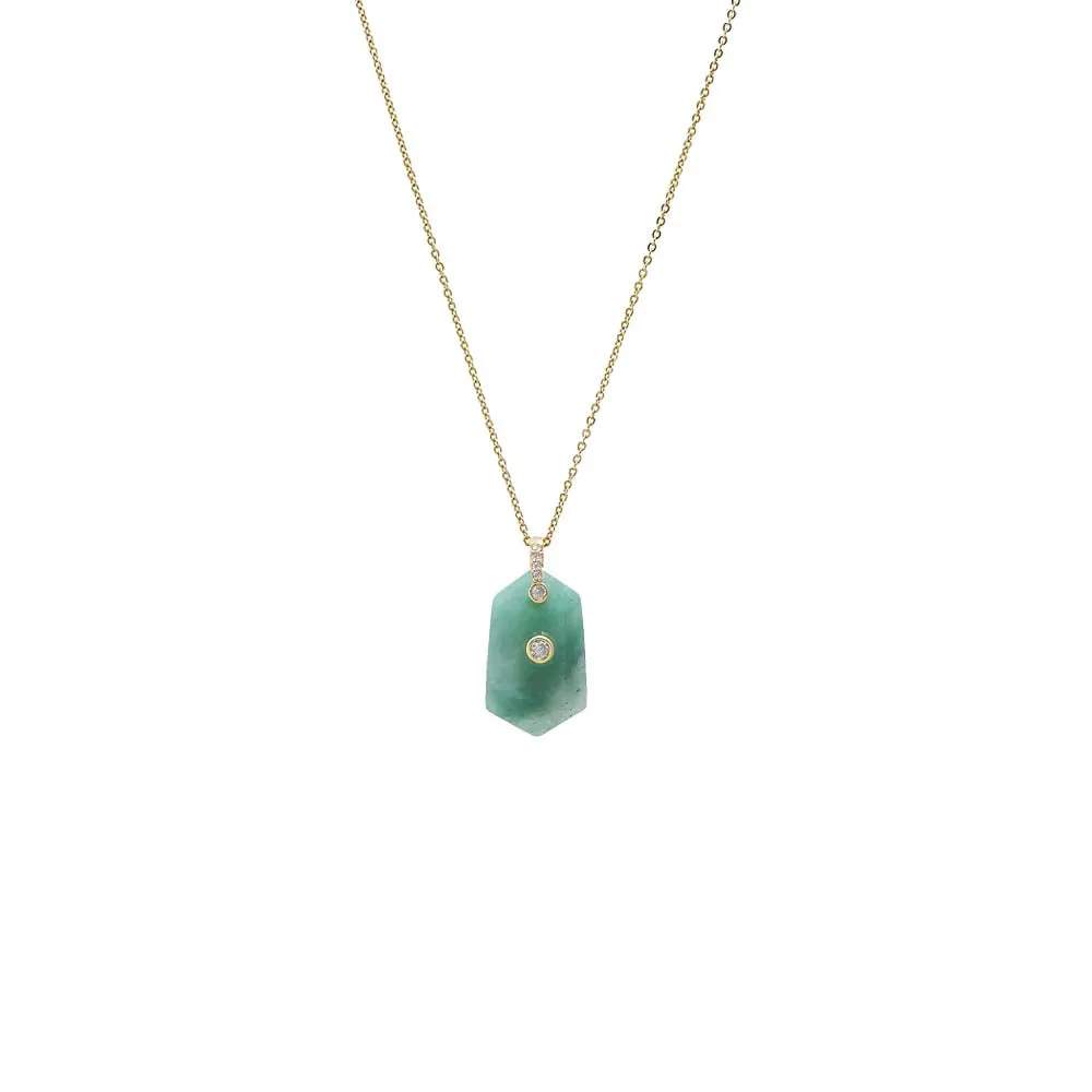 CZ Bezel Unique Shape Natural Stone Necklace sold by Adina Eden's product image thumbnail 4