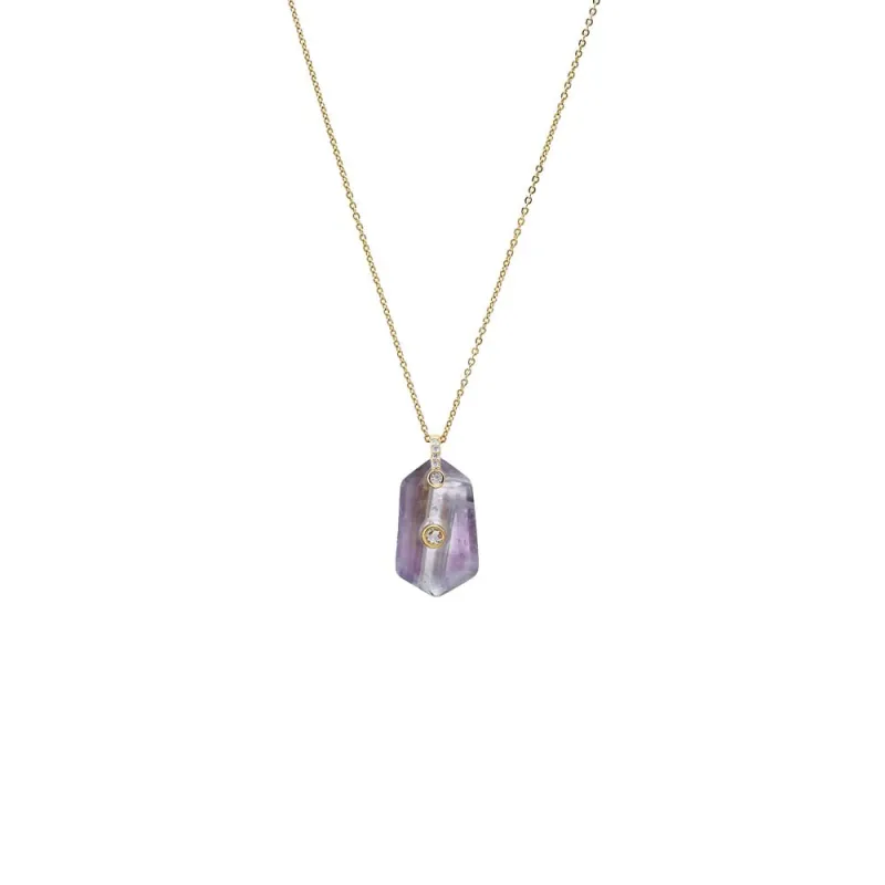 CZ Bezel Unique Shape Natural Stone Necklace made by Adina Eden's