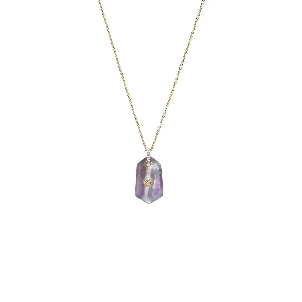 CZ Bezel Unique Shape Natural Stone Necklace sold by Adina Eden's