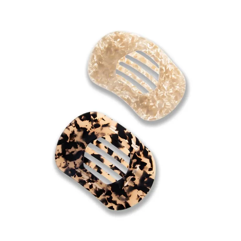 Pearlized Ivory & Neutral Tortoise Oversized Flat Lay Clip Set made by Adina Eden's