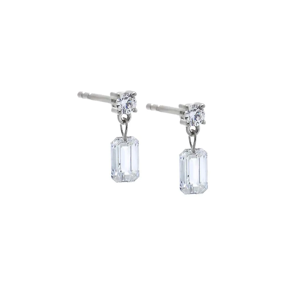Lab Grown Diamond Drop Emerald Stud Earring 14K sold by Adina Eden's product image thumbnail 2