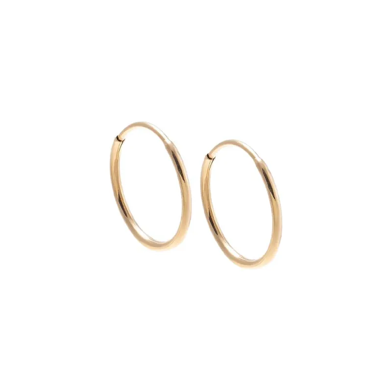 Solid Thin Rounded Endless Huggie Earring 14K made by Adina Eden's