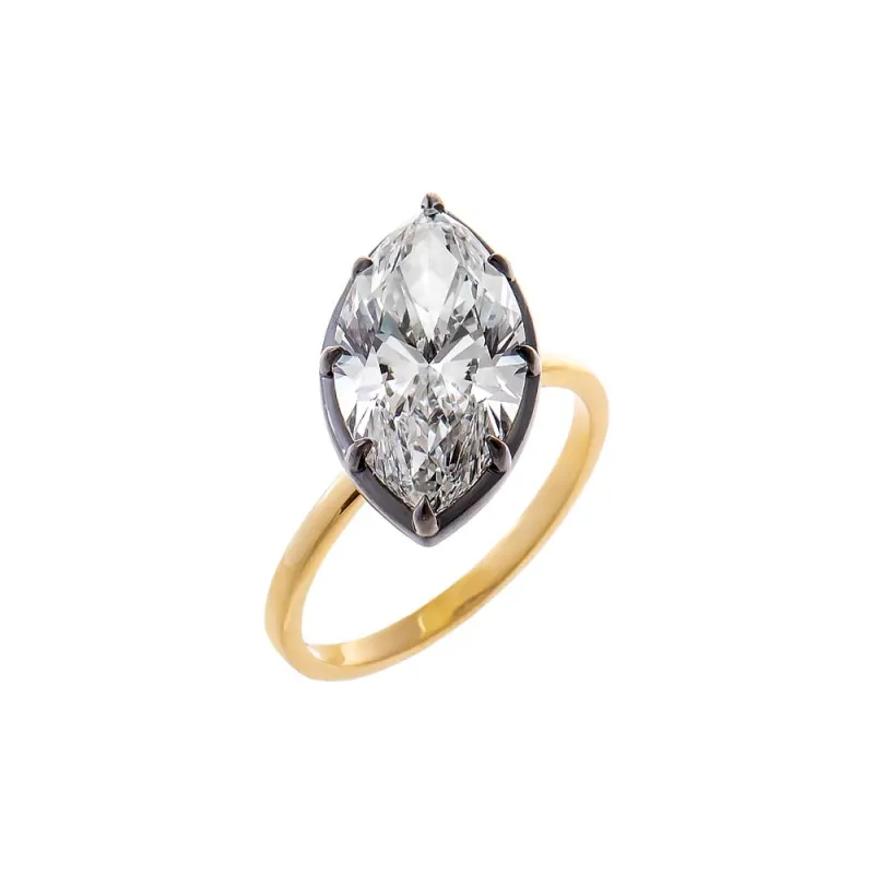 Lab Grown Diamond Marquise Encased Sideway Ring 14K made by Adina Eden's