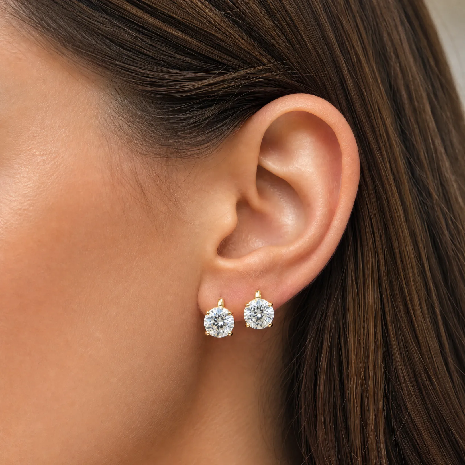 CZ Solitaire Four Prong Huggie Earring sold by Adina Eden's product image thumbnail 2