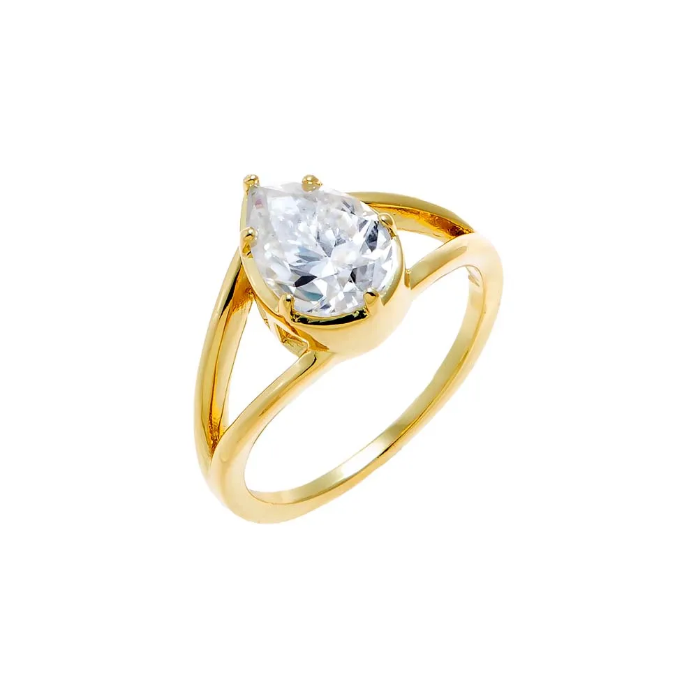 Moissanite Pear Double Band Ring sold by Adina Eden's product image thumbnail 2