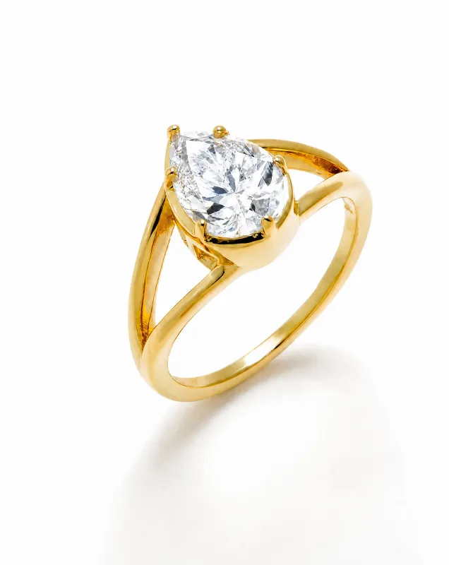Moissanite Pear Double Band Ring made by Adina Eden's