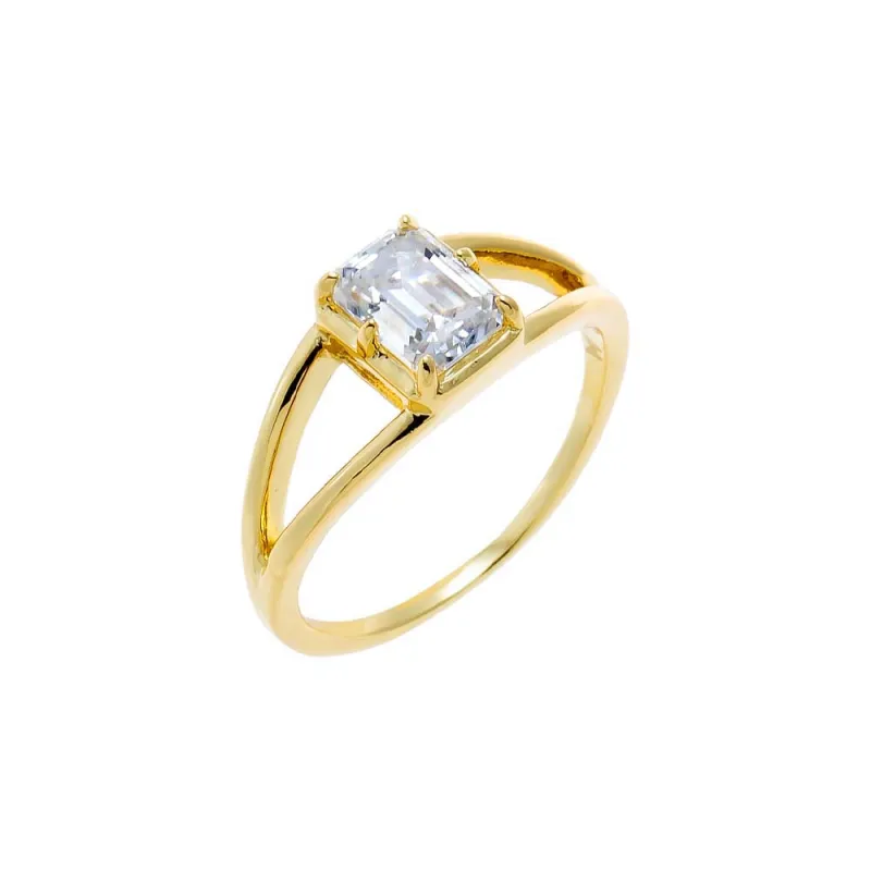 Moissanite Emerald Double Band Ring made by Adina Eden's