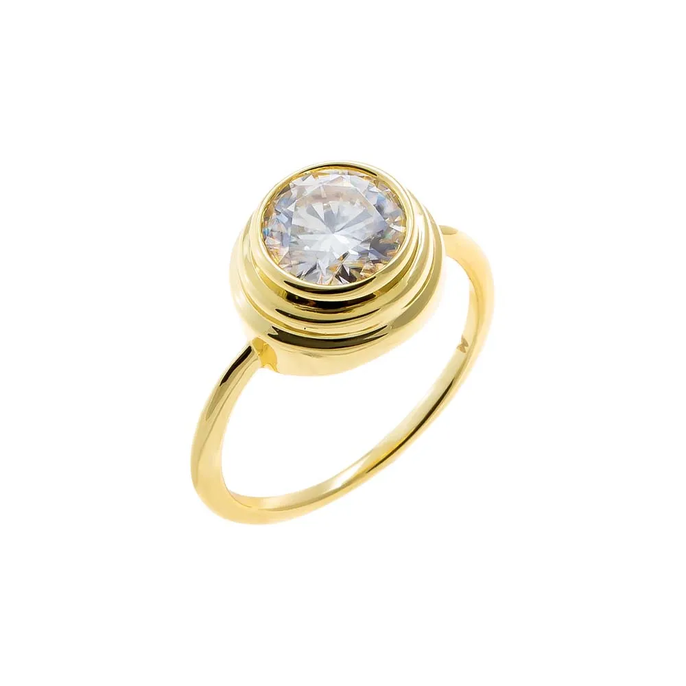 Moissanite Double Bezel Round Ring sold by Adina Eden's