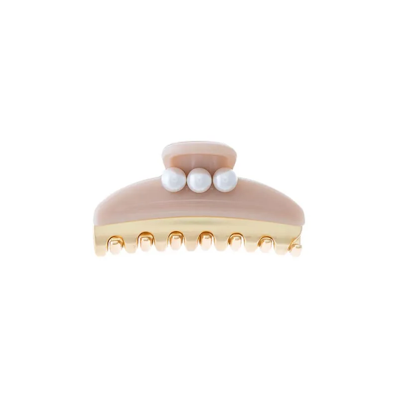 Medium Triple Pearl Accented Two Tone Claw Clip made by Adina Eden's