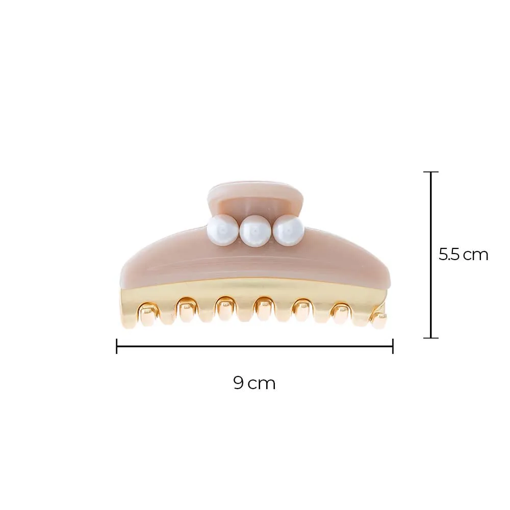 Medium Triple Pearl Accented Two Tone Claw Clip sold by Adina Eden's product image thumbnail 4