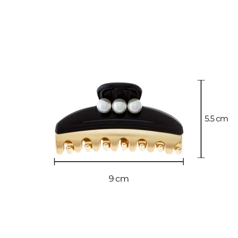 Medium Triple Pearl Accented Two Tone Claw Clip sold by Adina Eden's product image thumbnail 5