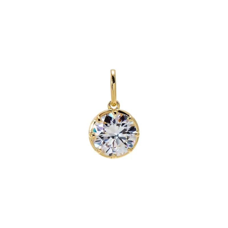 Moissanite Round Bezel Pendant Charm made by Adina Eden's