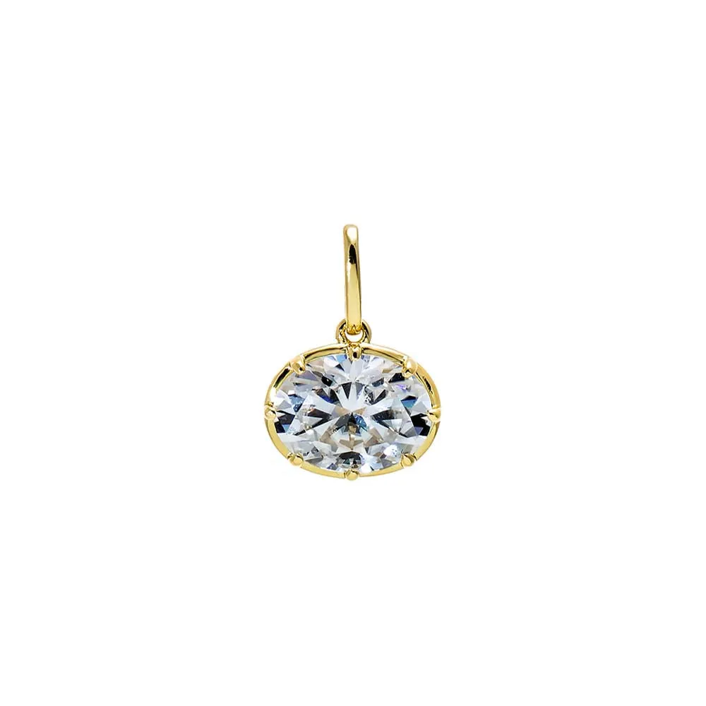 Moissanite Oval Bezel Pendant Charm sold by Adina Eden's