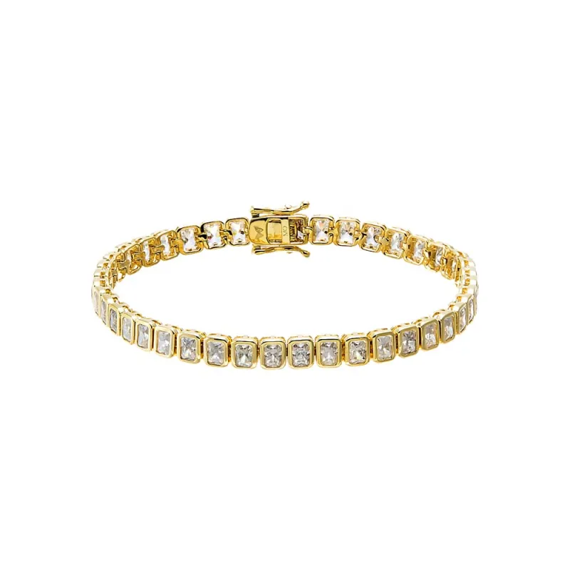 Moissanite Emerald Bezel Tennis Bracelet made by Adina Eden's