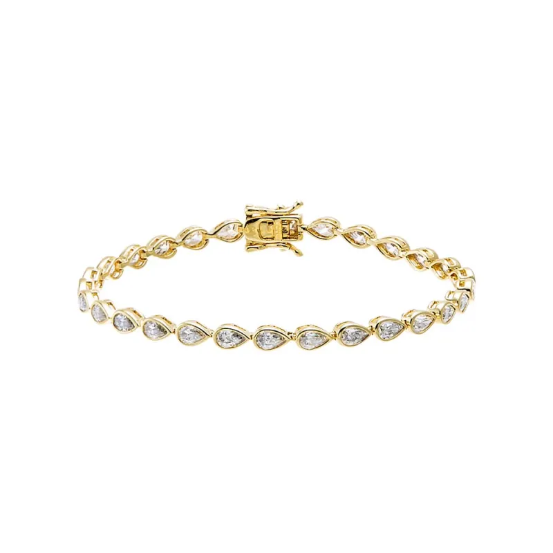 Moissanite Pear Bezel Tennis Bracelet made by Adina Eden's
