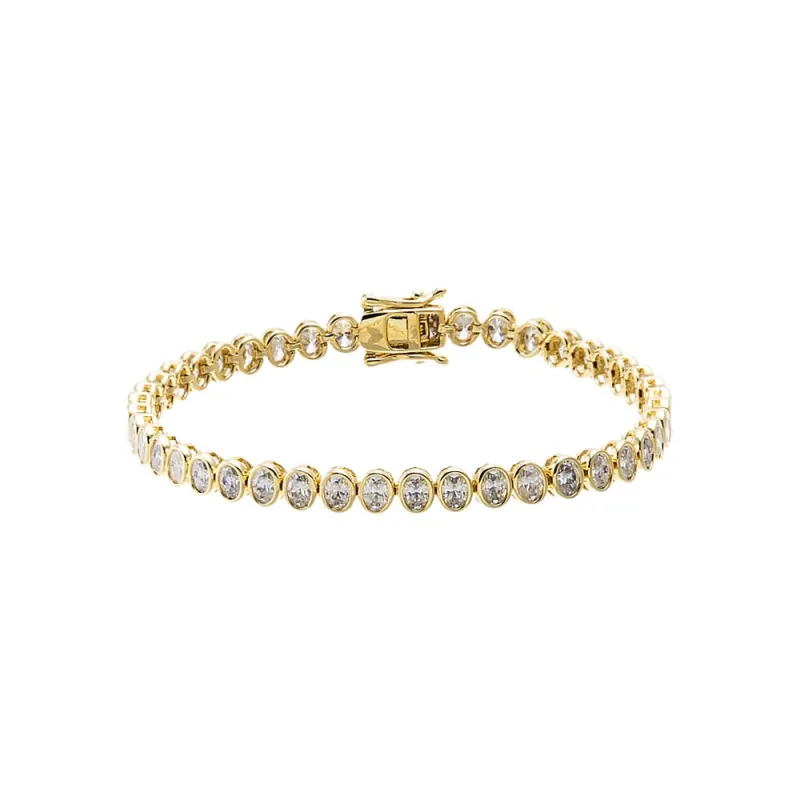 Moissanite Oval Bezel Tennis Bracelet made by Adina Eden's