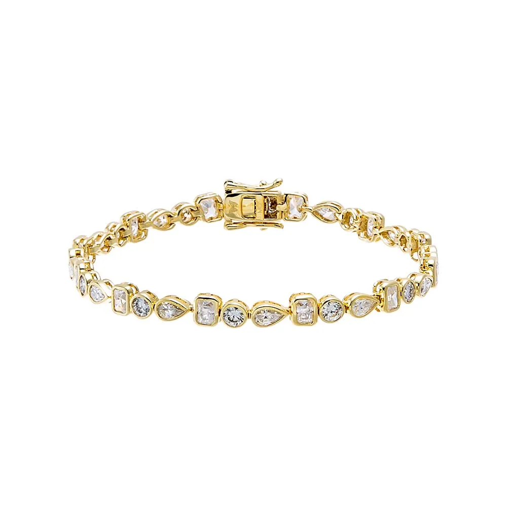 Moissanite Multi Shape Bezel Tennis Bracelet sold by Adina Eden's