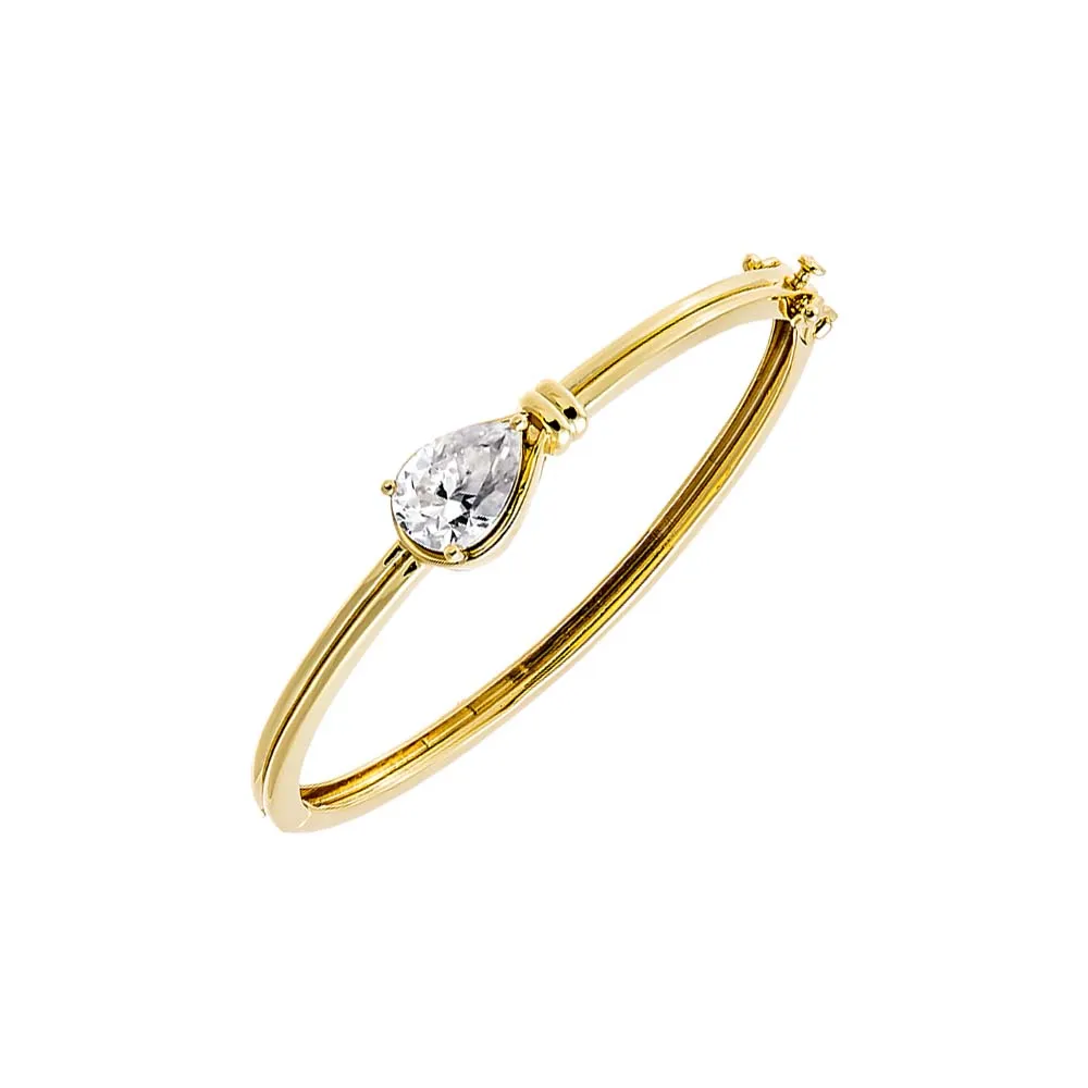 Moissanite Bezel Pear Center Stone Bangle sold by Adina Eden's
