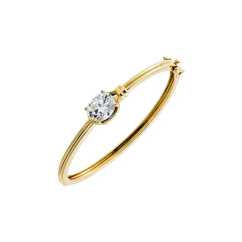 Moissanite Bezel Oval Center Stone Bangle made by Adina Eden's