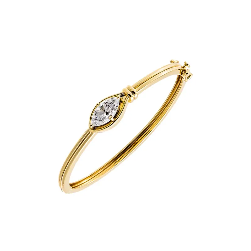Moissanite Bezel Marquise Center Stone Bangle made by Adina Eden's