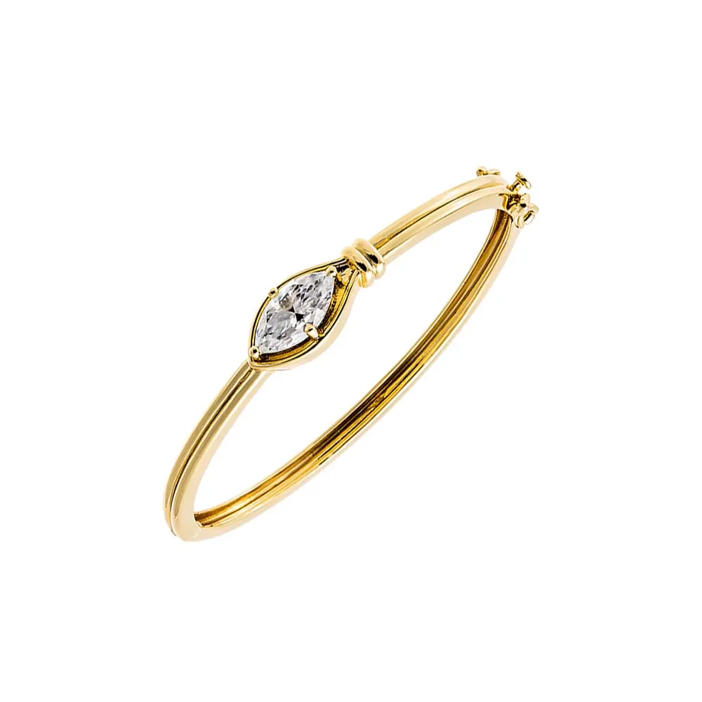 Moissanite Bezel Marquise Center Stone Bangle sold by Adina Eden's