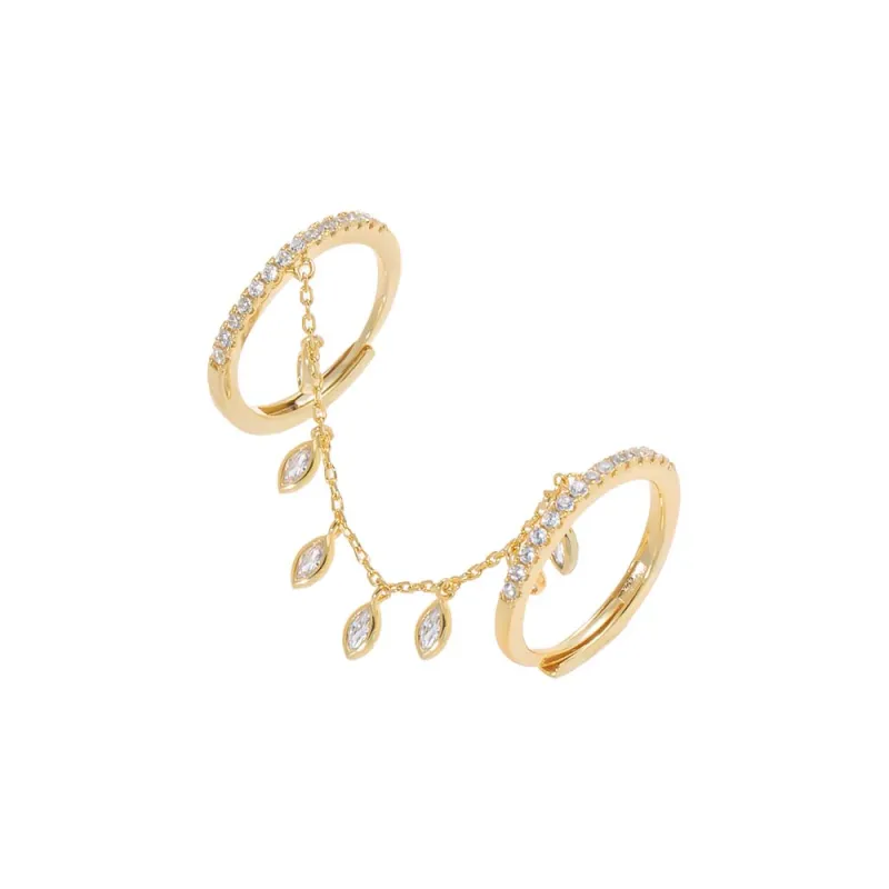 Double Dangling Marquise CZ Double Ring made by Adina Eden's