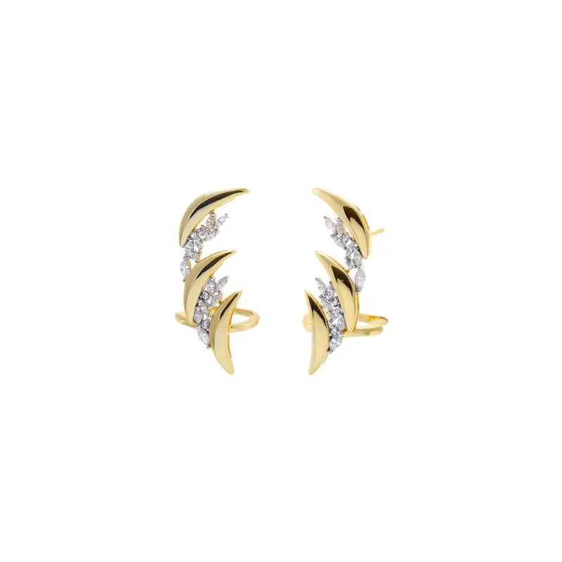 Curved Pavé Ear Cuff Stud Earring made by Adina Eden's