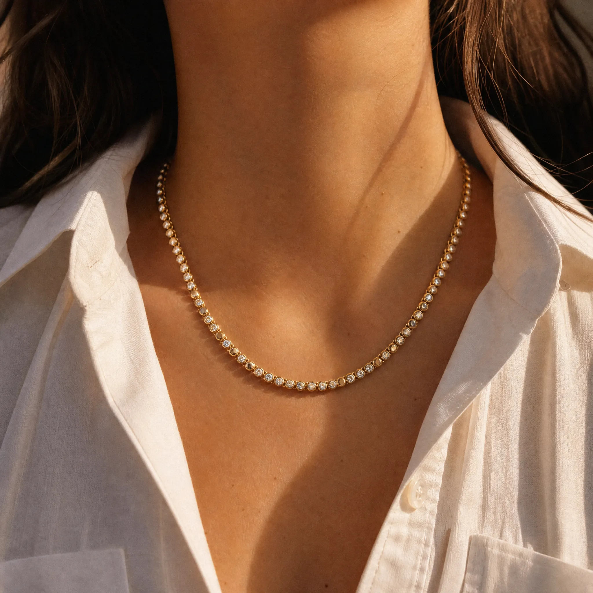 Dainty Pave Beaded Chain Necklace sold by Adina Eden's product image thumbnail 2