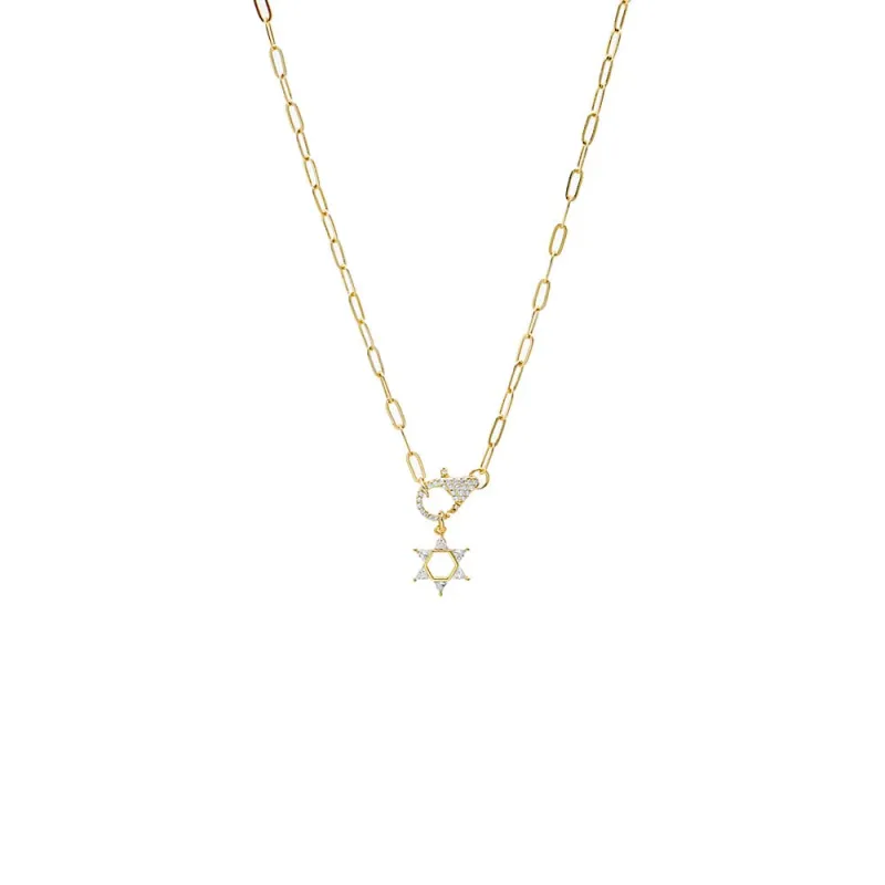 CZ Star of David Clasp Charm Necklace made by Adina Eden's