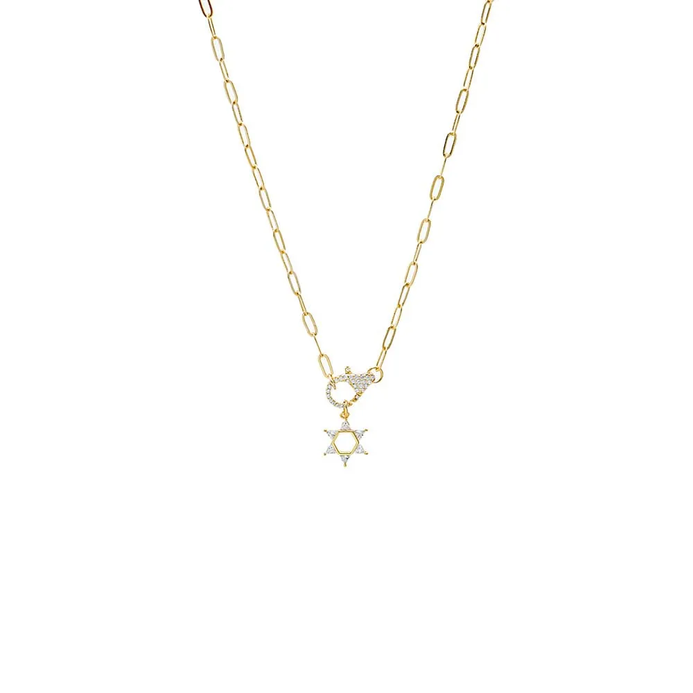 CZ Star of David Clasp Charm Necklace sold by Adina Eden's