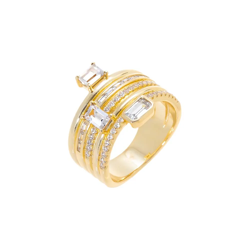 CZ Emerald & Baguette Stacked Ring sold by Adina Eden's