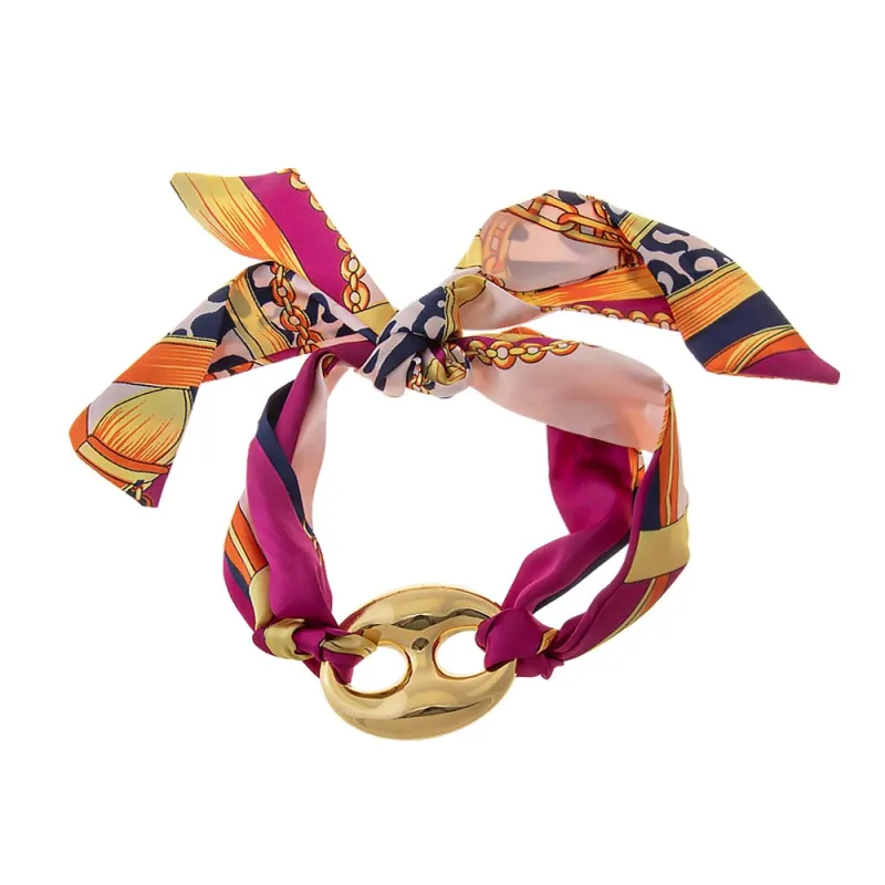 Gold Mariner Vibrant Scarf Chain Necklace made by Adina Eden's