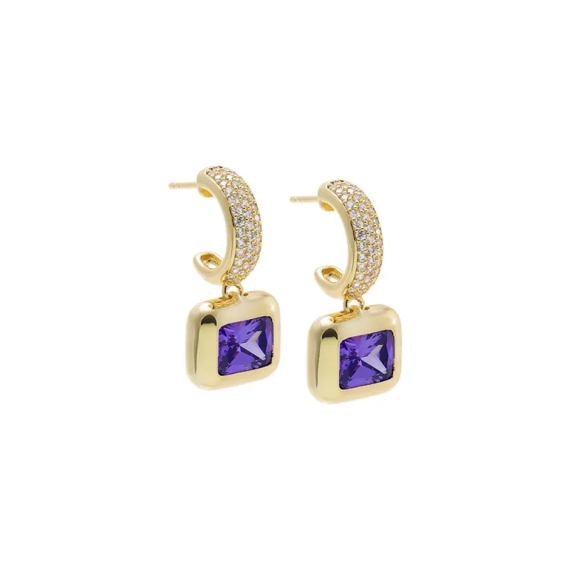 Purple Amethyst Emerald Drop Pendant Earring made by Adina Eden's