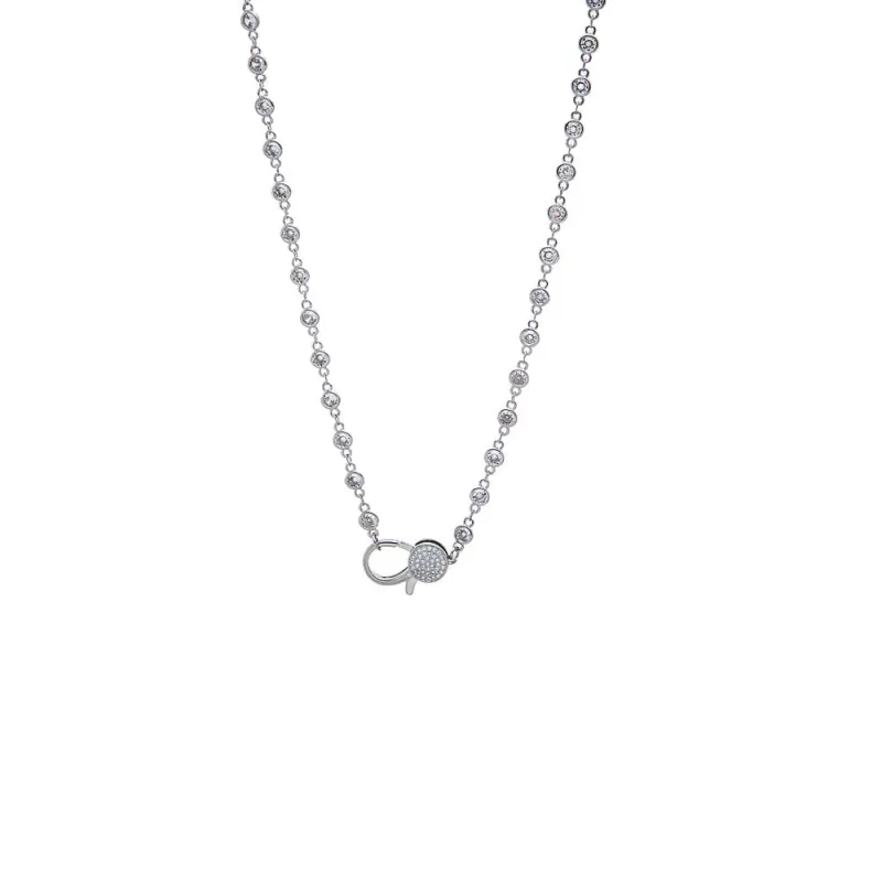Silver CZ Bezel Pave Lobster Lock Chain Necklace made by Adina Eden's