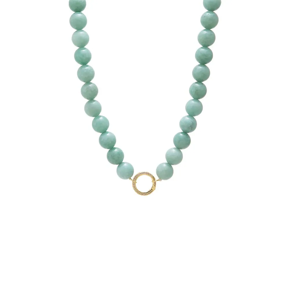 Jade Green Large Bead Clicker Necklace sold by Adina Eden's