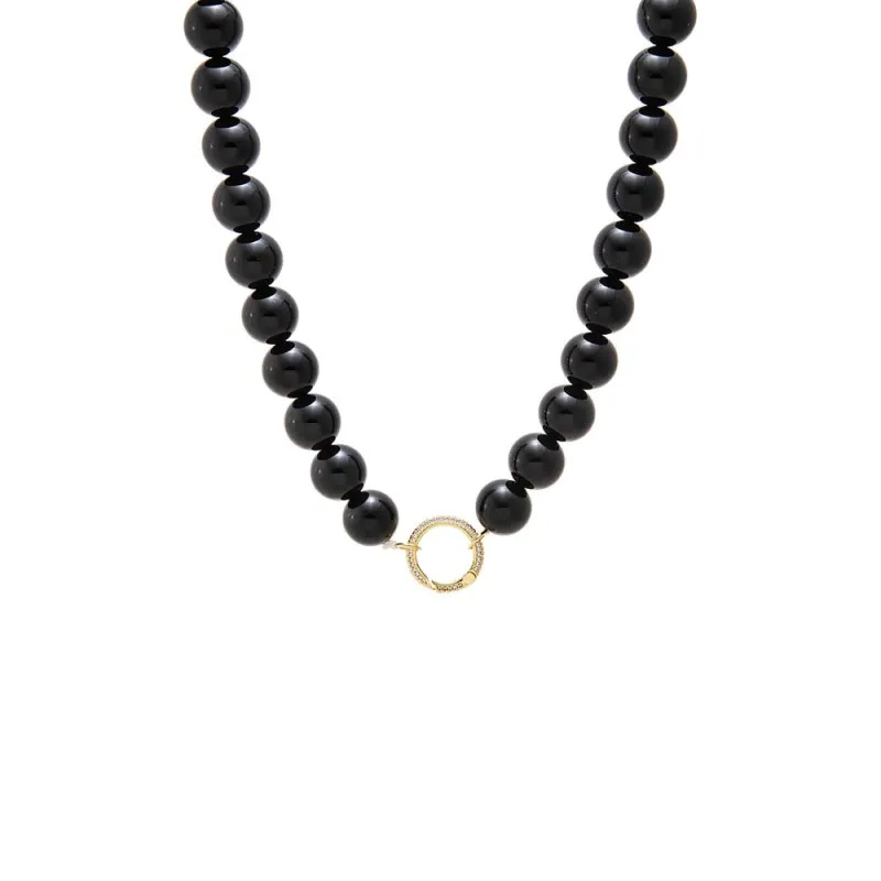 Black Onyx Large Bead Clicker Necklace made by Adina Eden's