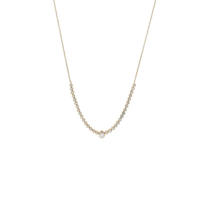 Diamond Pear Bezel Accent Tennis Necklace 14K made by Adina Eden's
