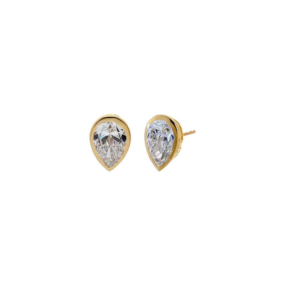 Lab Grown Diamond Pear Bezel Stud Earring 14K sold by Adina Eden's product image thumbnail 2