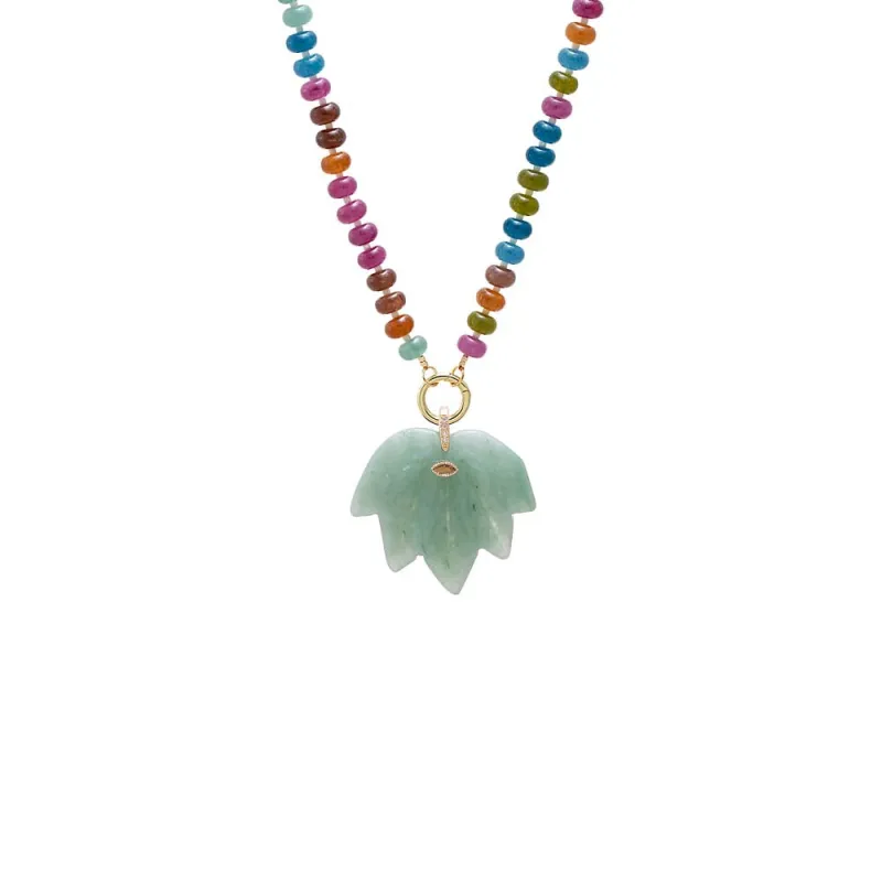 Jade Green Leaf Pendant Beaded Clicker Necklace made by Adina Eden's