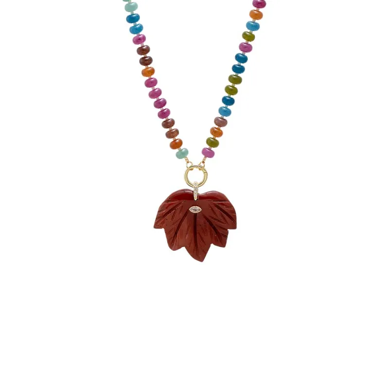 Burgundy Leaf Pendant Beaded Clicker Necklace made by Adina Eden's