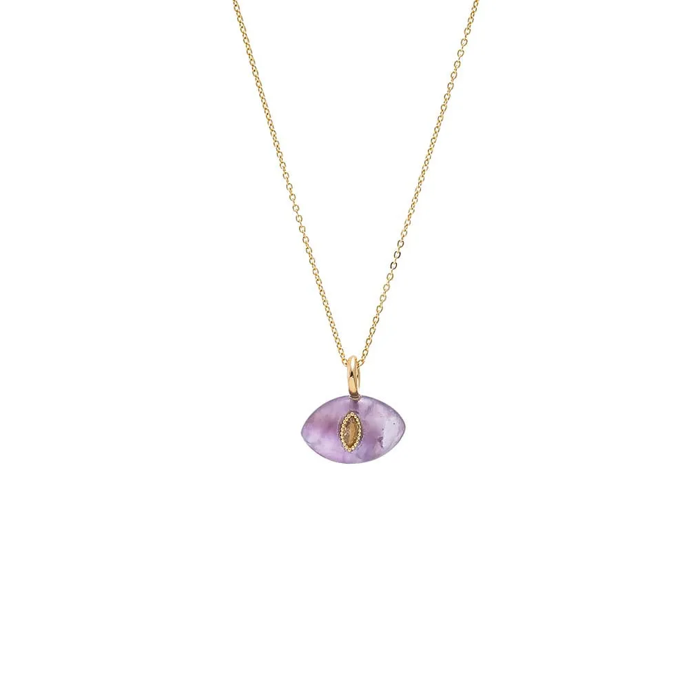 Evil Eye Natural Stone Pendant Necklace sold by Adina Eden's product image thumbnail 4
