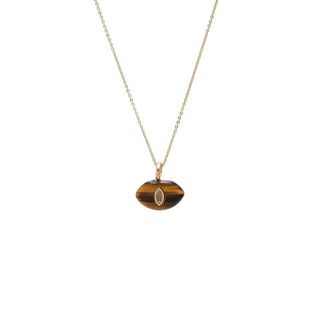 Evil Eye Natural Stone Pendant Necklace sold by Adina Eden's