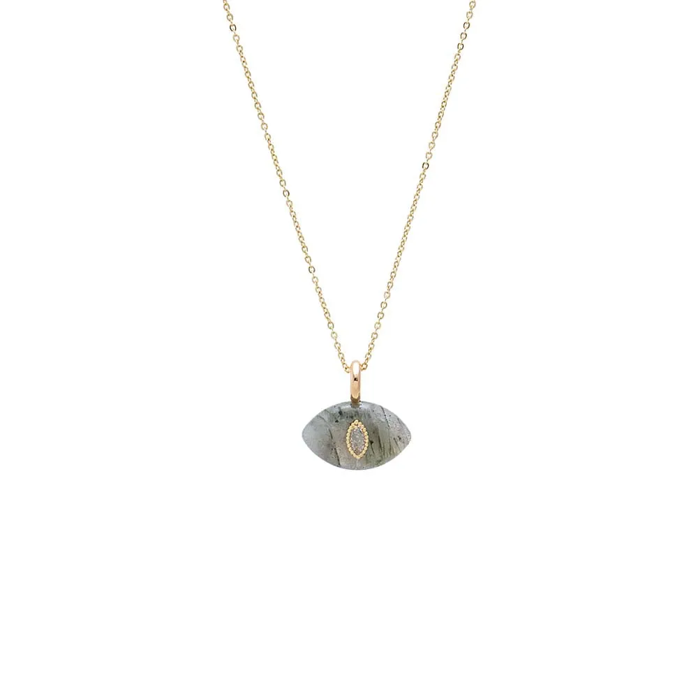 Evil Eye Natural Stone Pendant Necklace sold by Adina Eden's product image thumbnail 3