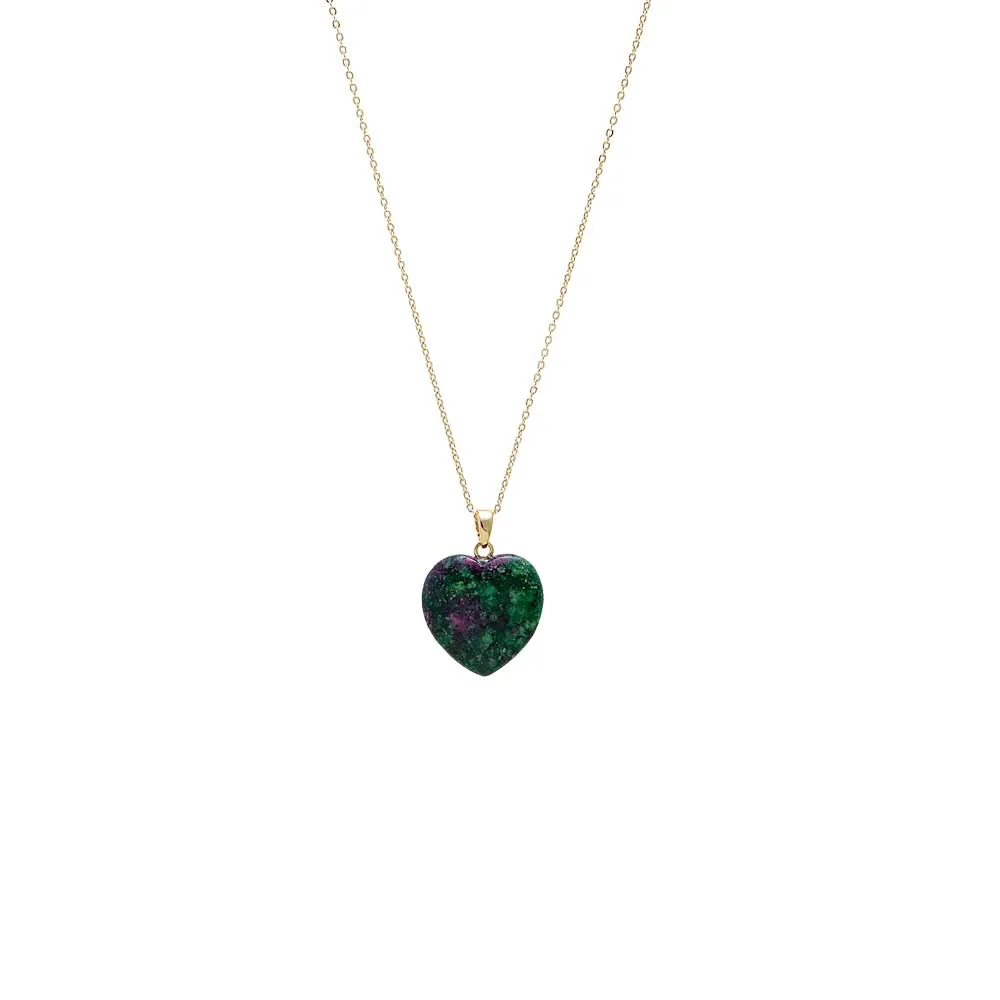 Colored Natural Stone Heart Pendant Necklace sold by Adina Eden's