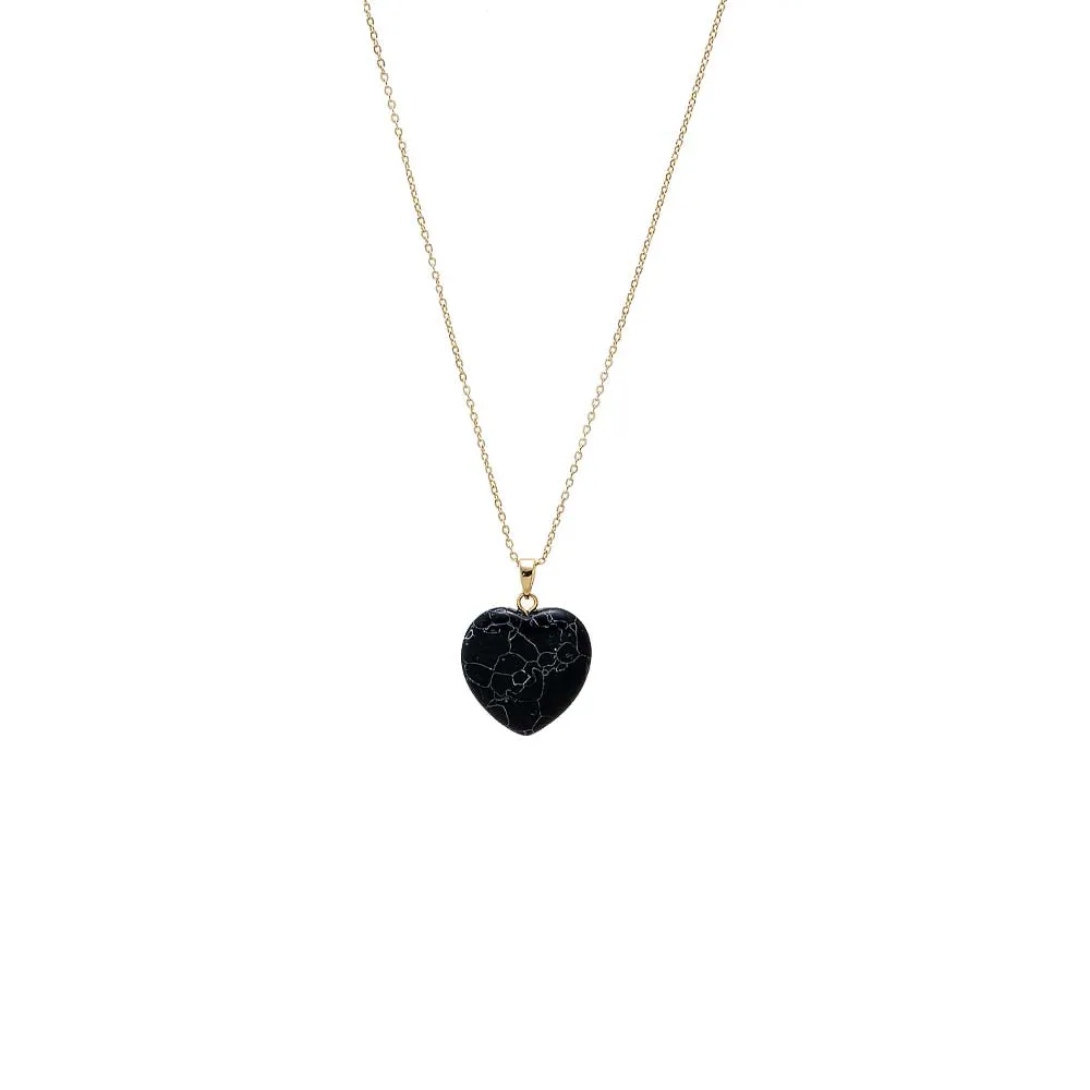Colored Natural Stone Heart Pendant Necklace sold by Adina Eden's product image thumbnail 2